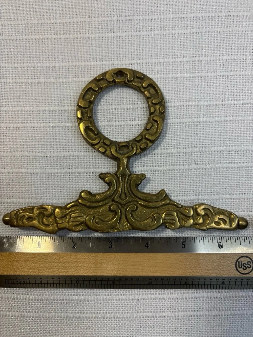 Vintage Solid Brass Ornate Bell Pull Tapestry Hangers Top & Bottom